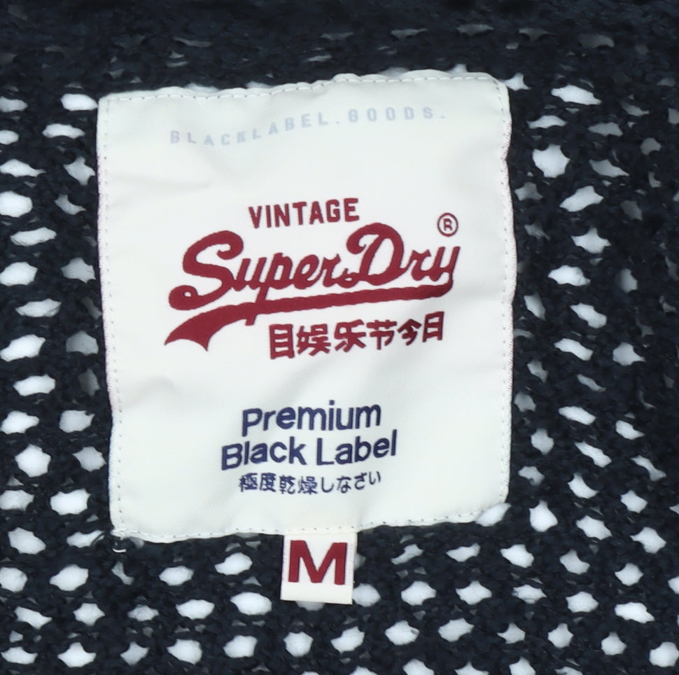 Superdry Women's Black Open-Knit Cardigan M Cotton Blend