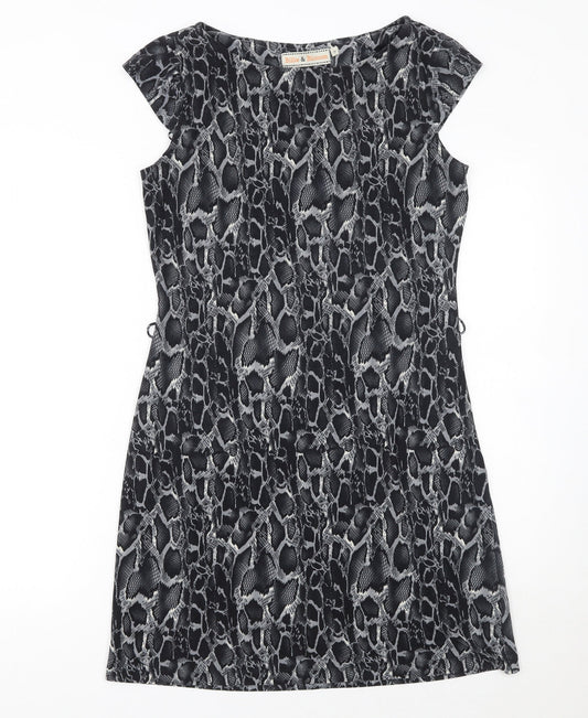 Billie & Blossom Women’s Black Snake Print Shift Dress Size 10