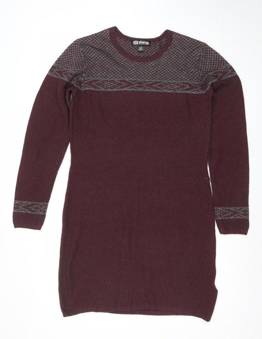 Sherpa Women's Brown Knit Jumper Dress Size M Long Sleeve Wool Blend