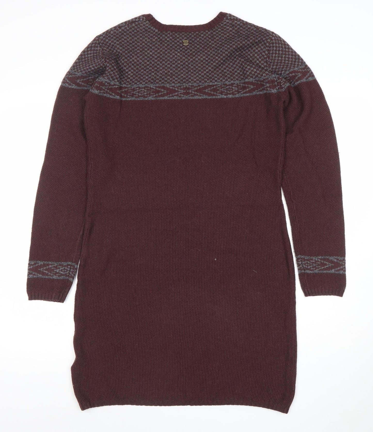 Sherpa Women's Brown Knit Jumper Dress Size M Long Sleeve Wool Blend