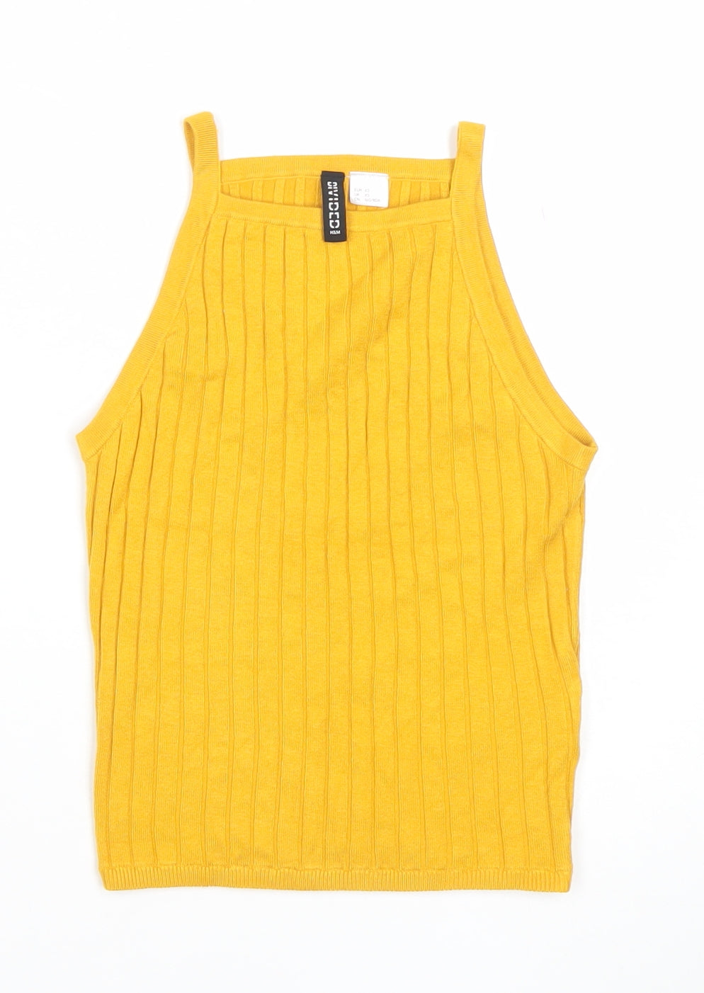 H&M Divided Women’s Yellow Ribbed Knit Halter Camisole Tank Top XS