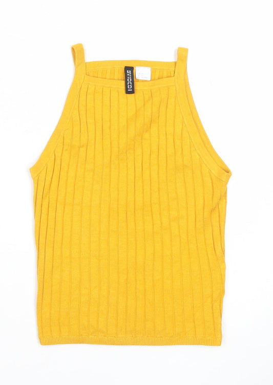 H&M Divided Women’s Yellow Ribbed Knit Halter Camisole Tank Top XS
