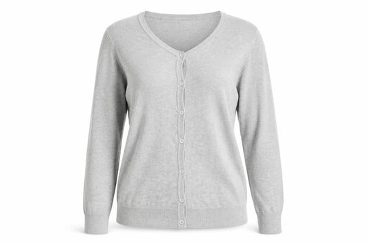 H&M Women Grey Cardigan Jumper Size 12/14 Classic Cotton Blend