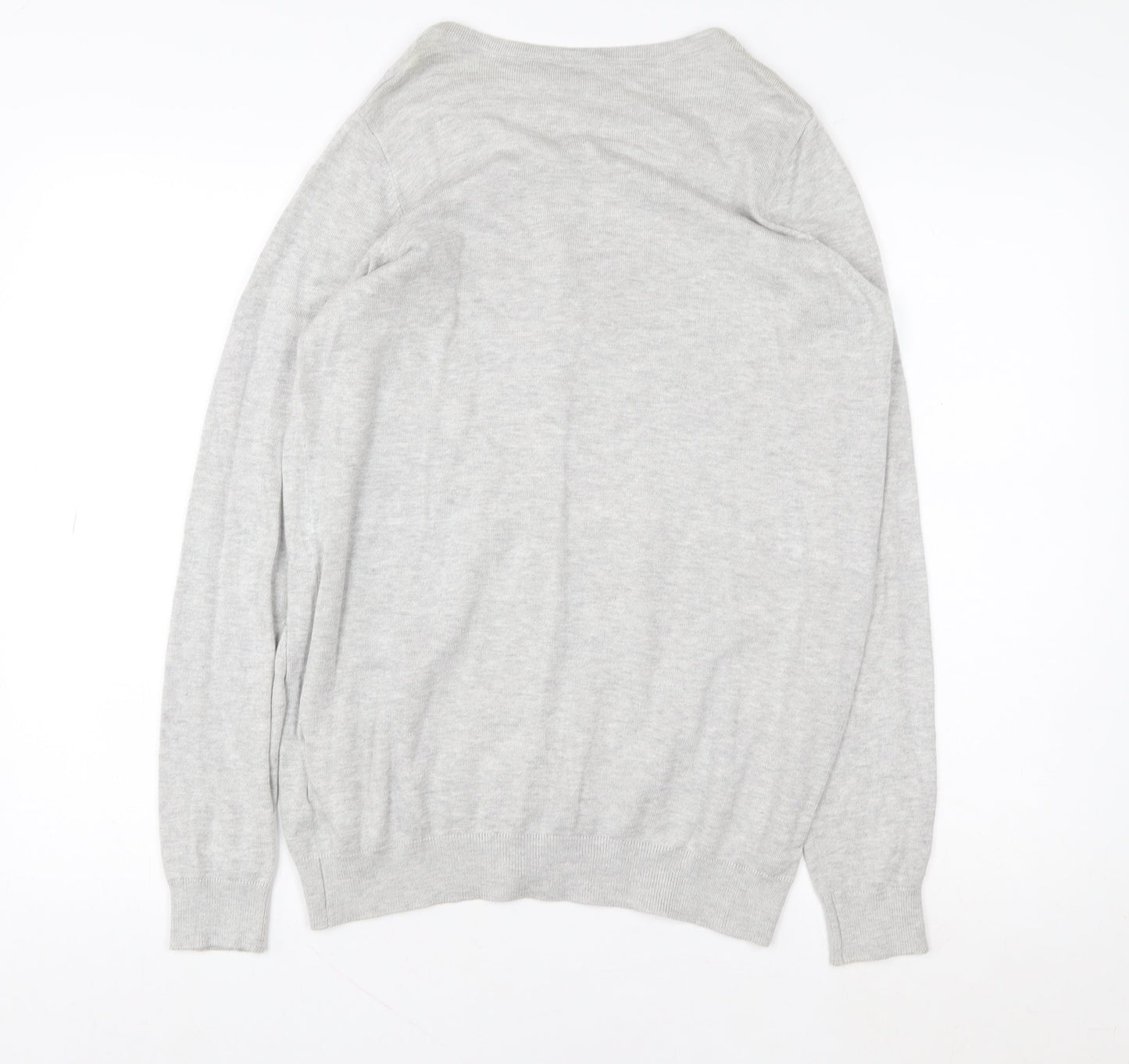 H&M Women Grey Cardigan Jumper Size 12/14 Classic Cotton Blend