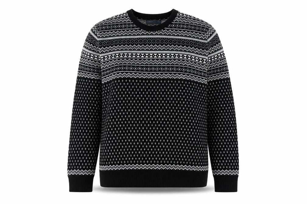 EASY Women's Black Fair Isle Acrylic Knit Jumper L