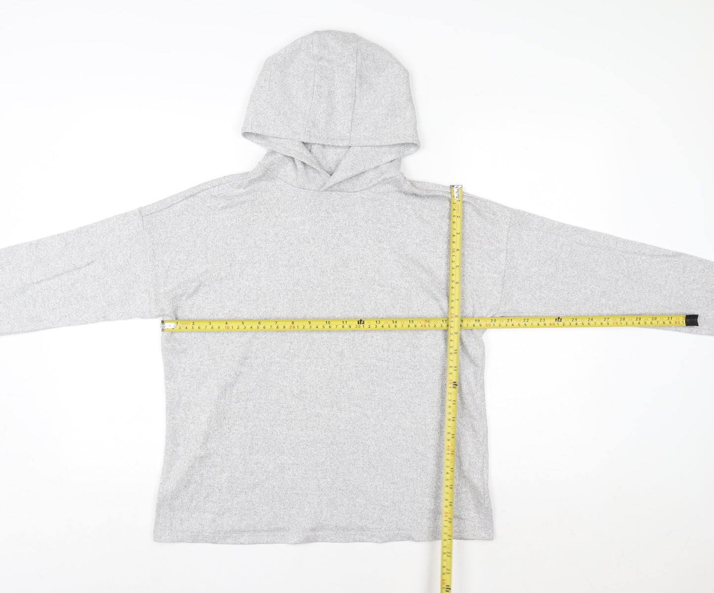 Marks and Spencer Girls Grey Pullover Hoodie 13-14 Years Knit Long Sleeve