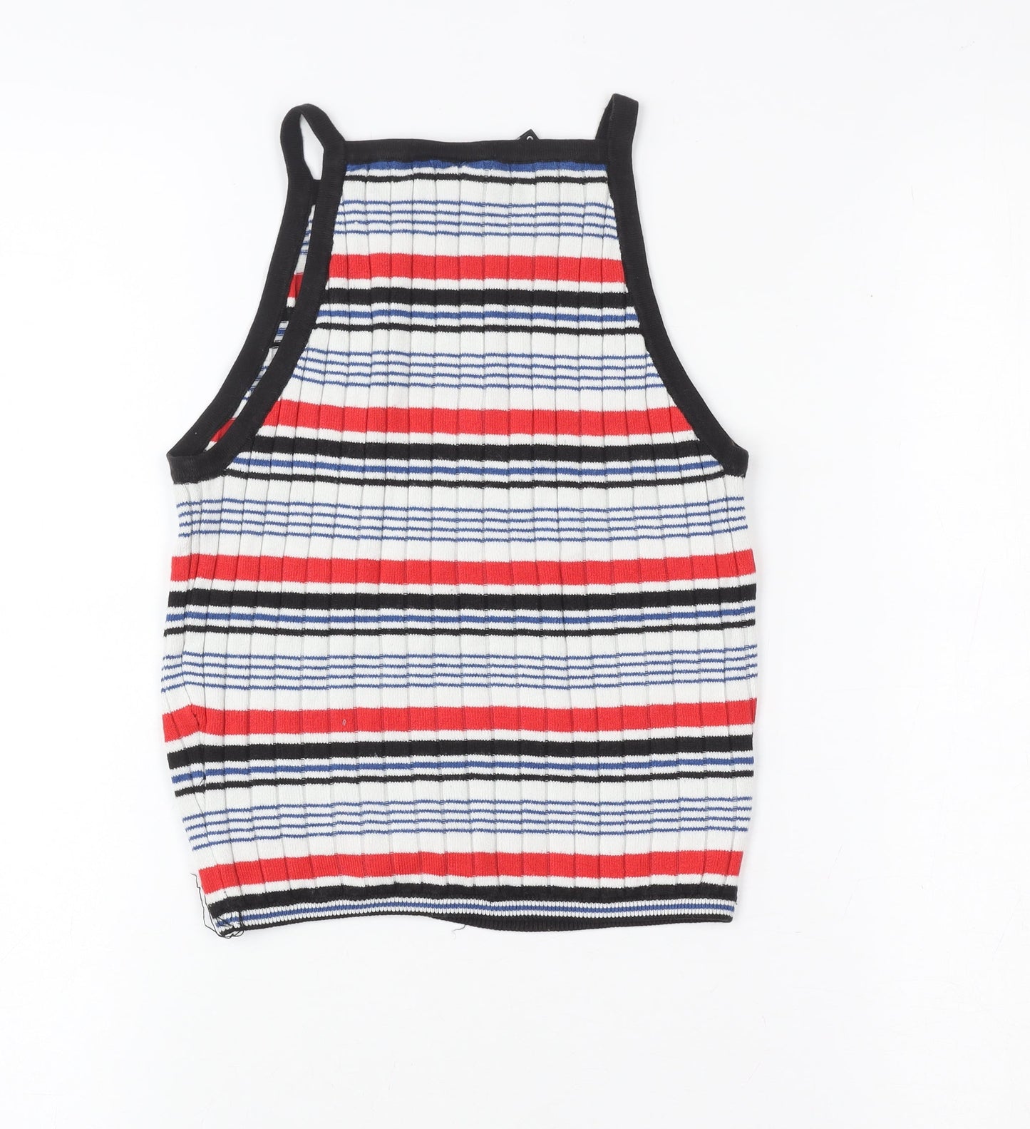 Divided Women’s Multicoloured Striped Ribbed Cropped Halter Tank Top XS