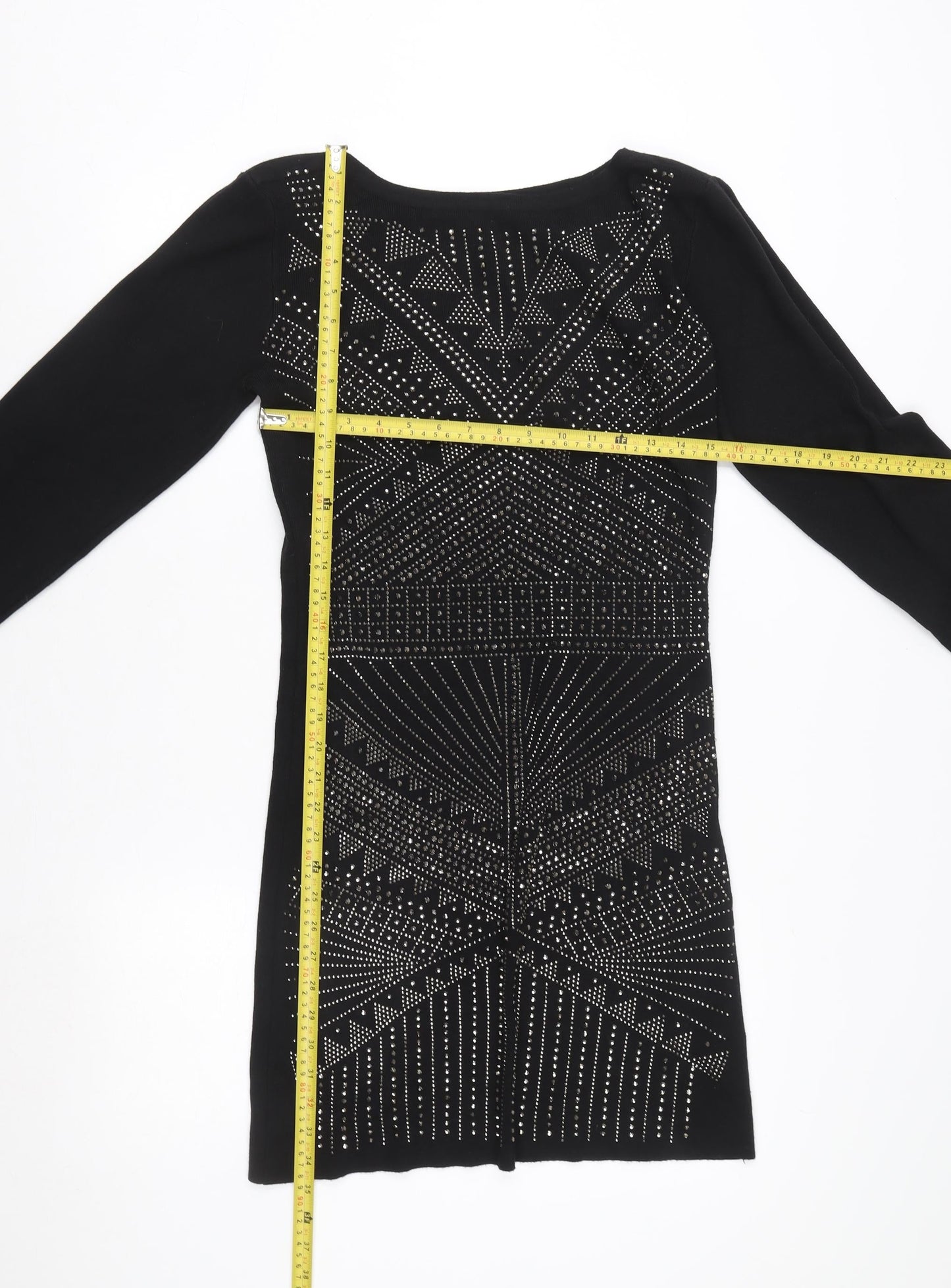 Quiz Women's Black Geometric Studded Knit Jacket Size L