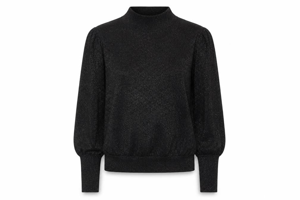 Marks & Spencer Womens Black Size 14 Metallic Puff Sleeve Pullover Sweatshirt