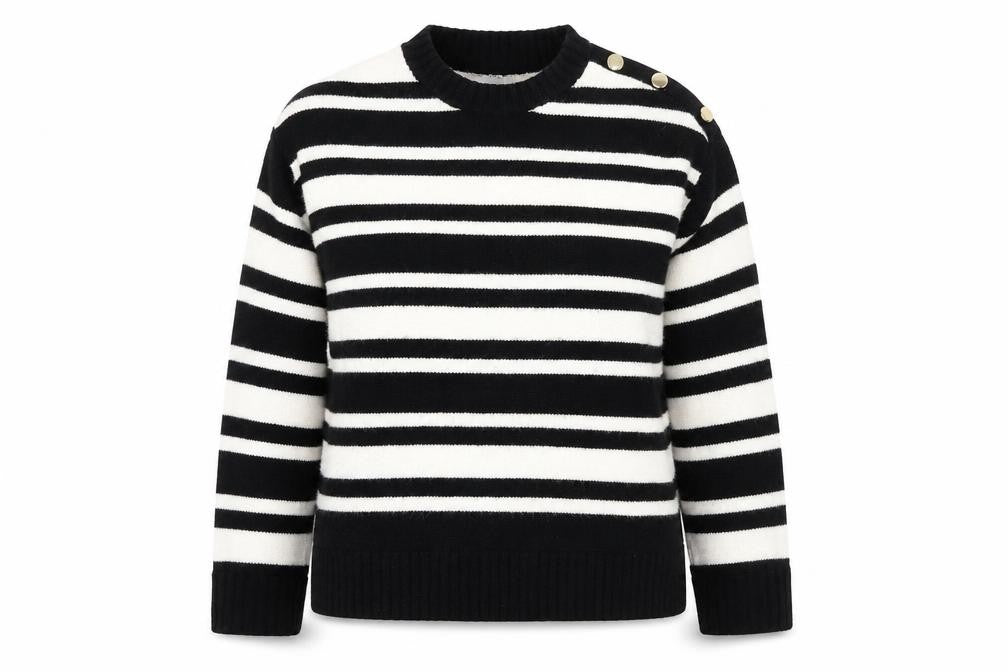 Next Women’s Black & White Striped Crew Neck Knit Jumper M
