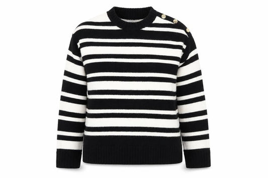 Next Women’s Black & White Striped Crew Neck Knit Jumper M