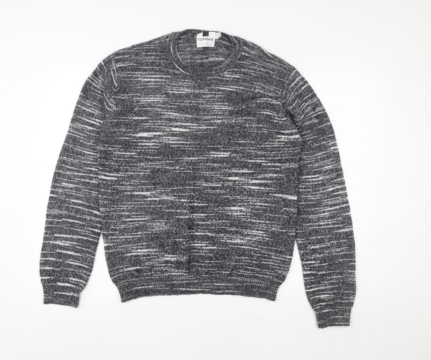Topman Men Grey Knit Pullover Sweatshirt L Regular Fit