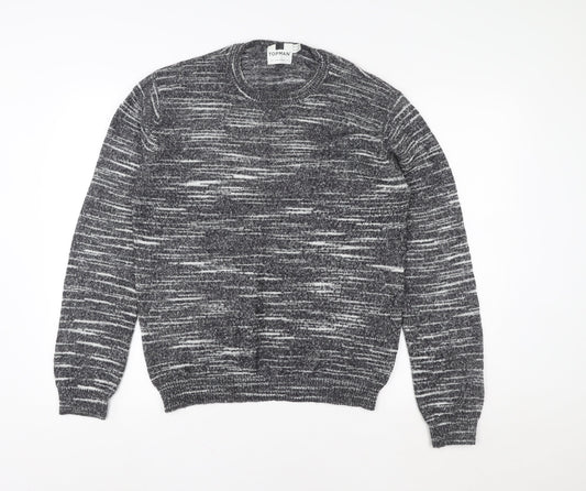 Topman Men Grey Knit Pullover Sweatshirt L Regular Fit