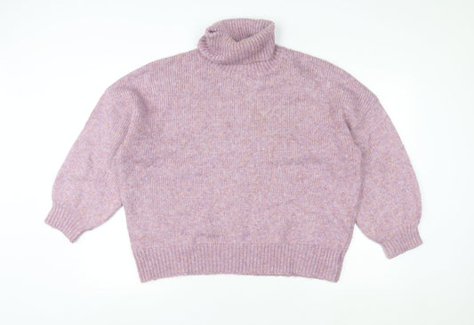 George Women’s Purple Roll Neck Knit Jumper M Relaxed Fit