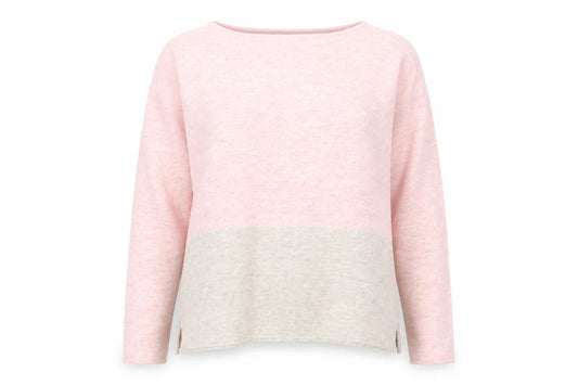 FatFace Women Pink Beige Colourblock Pullover Sweater UK 6