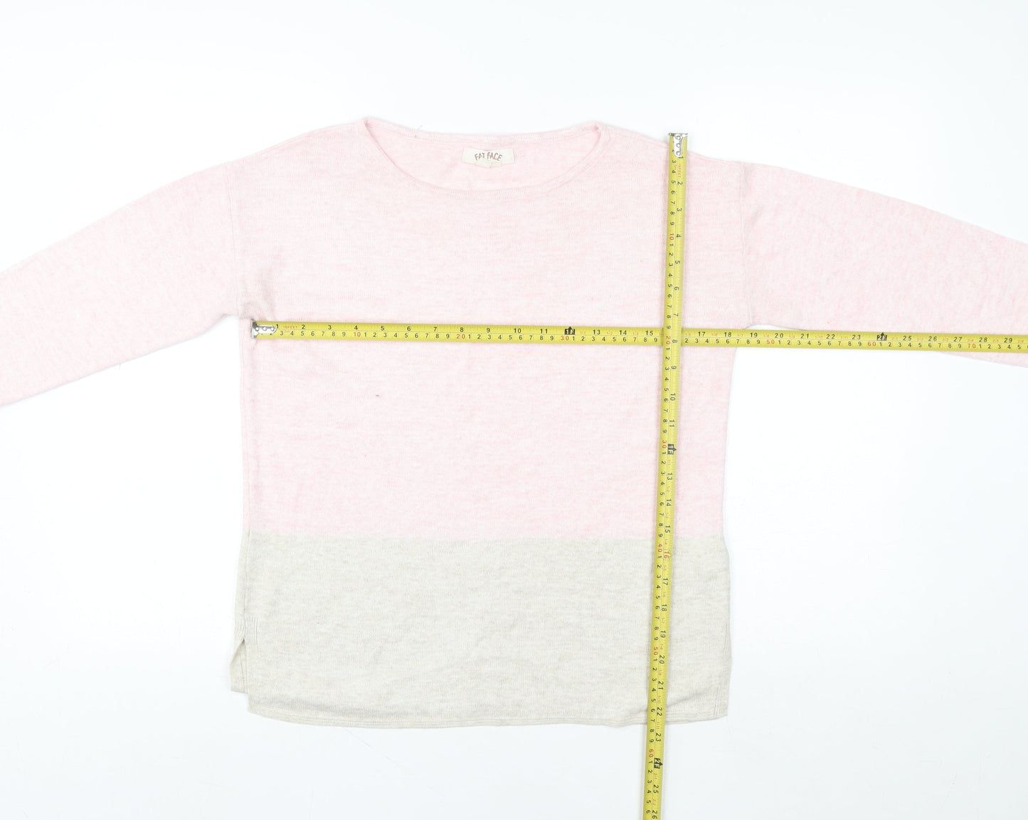 Fat Face Women Pink Beige Colourblock Pullover Sweater UK 6