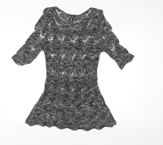 Izabel London Women's Grey Knit Fit & Flare Dress UK 12