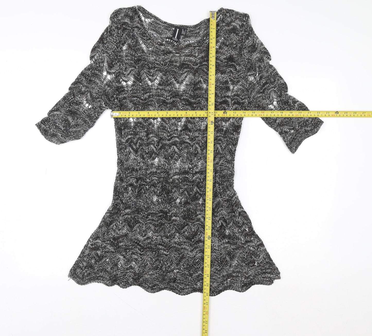 Izabel London Women's Grey Knit Fit & Flare Dress UK 12