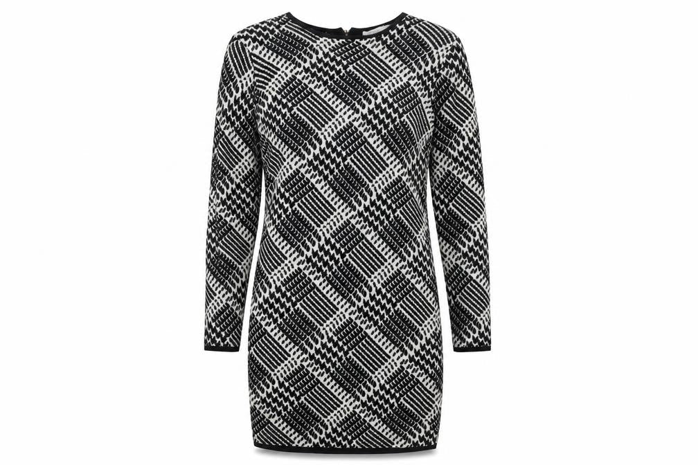 Glamorous Women's Black Geometric Knit Bodycon Dress Size S