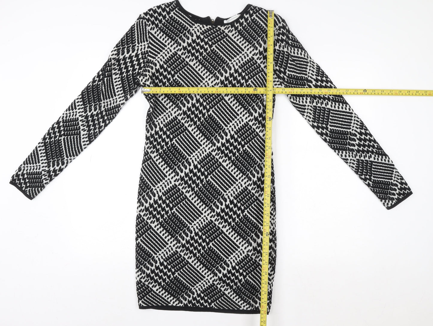 Glamorous Women's Black Geometric Knit Bodycon Dress Size S