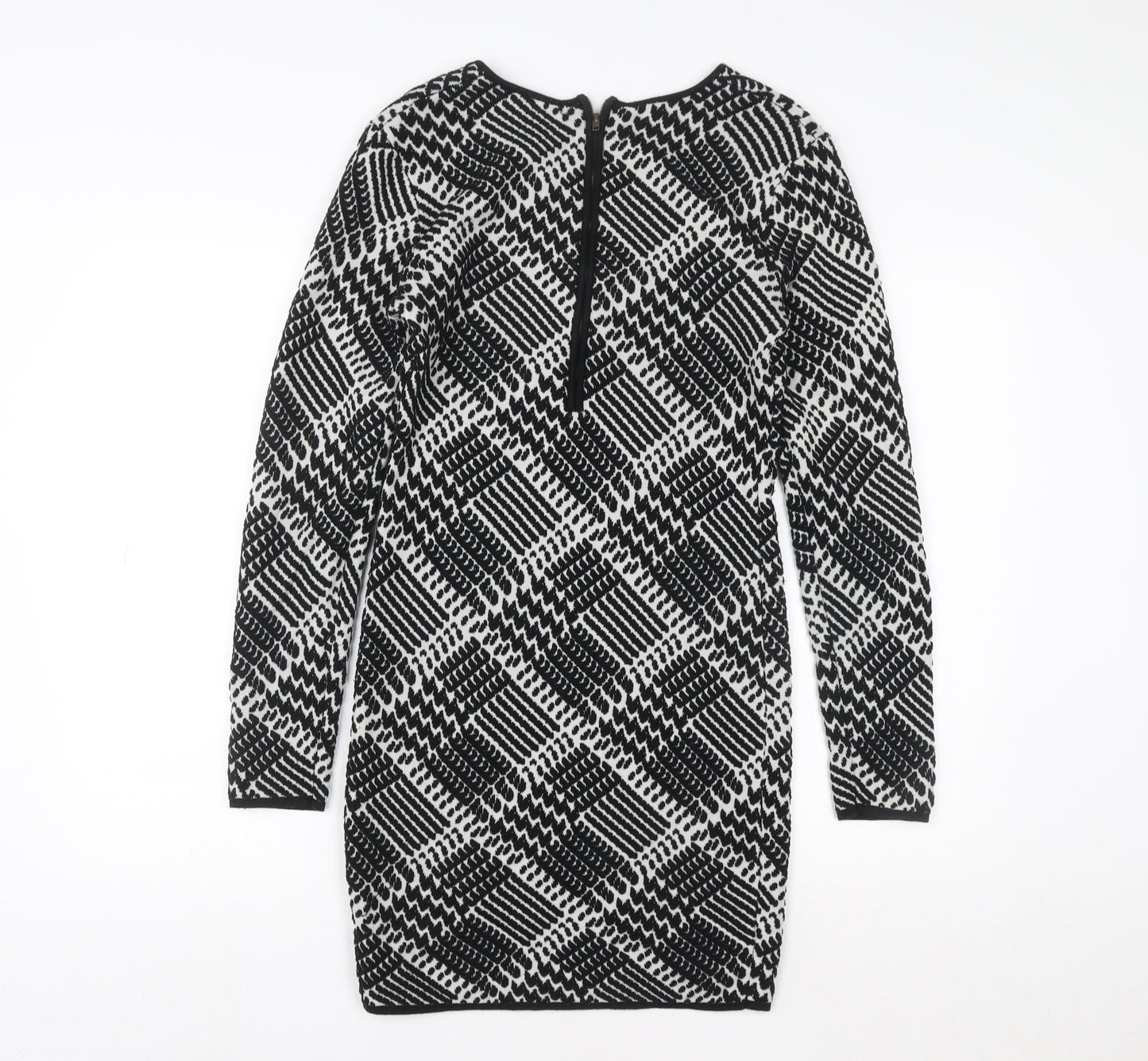 Glamorous Women's Black Geometric Knit Bodycon Dress Size S
