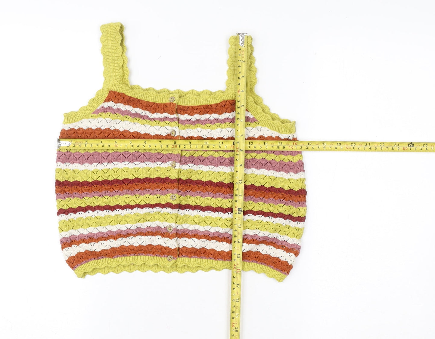 NEXT Girls Multicoloured Knit Striped Cotton Tank Top 11 Years