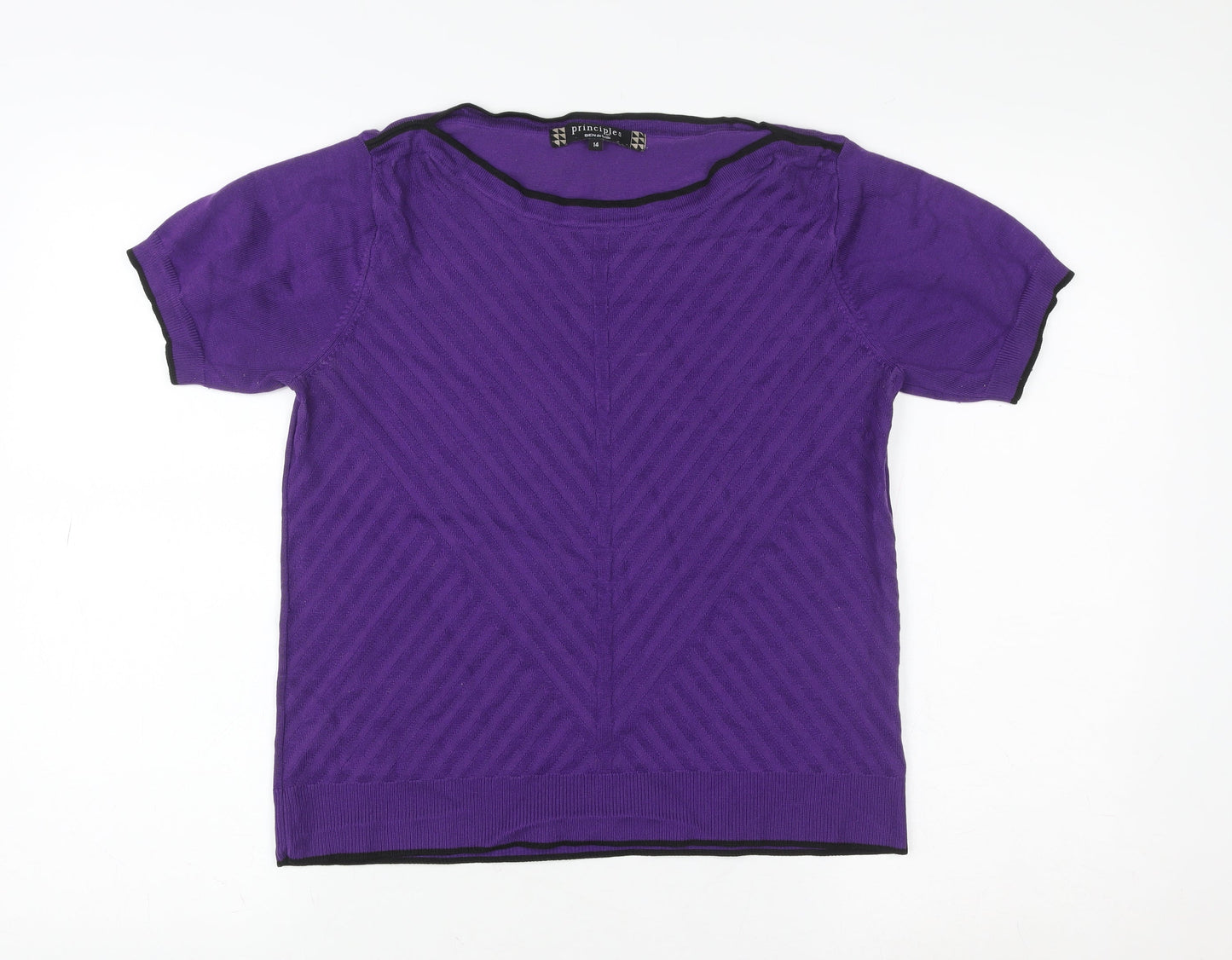 Principles by Ben de Lisi Women's Purple Cotton Short Sleeve T-Shirt Size 14
