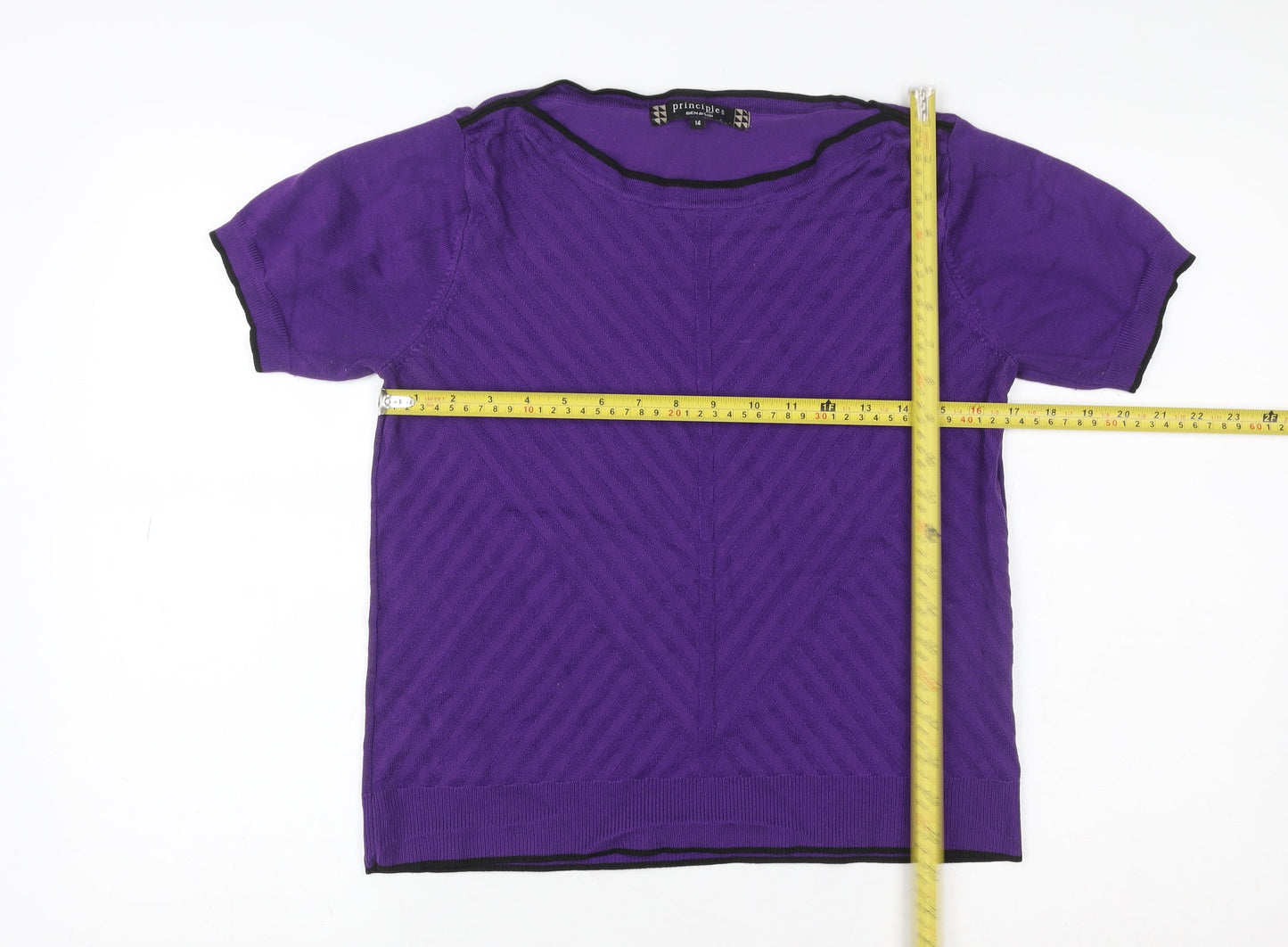 Principles by Ben de Lisi Women's Purple Cotton Short Sleeve T-Shirt Size 14