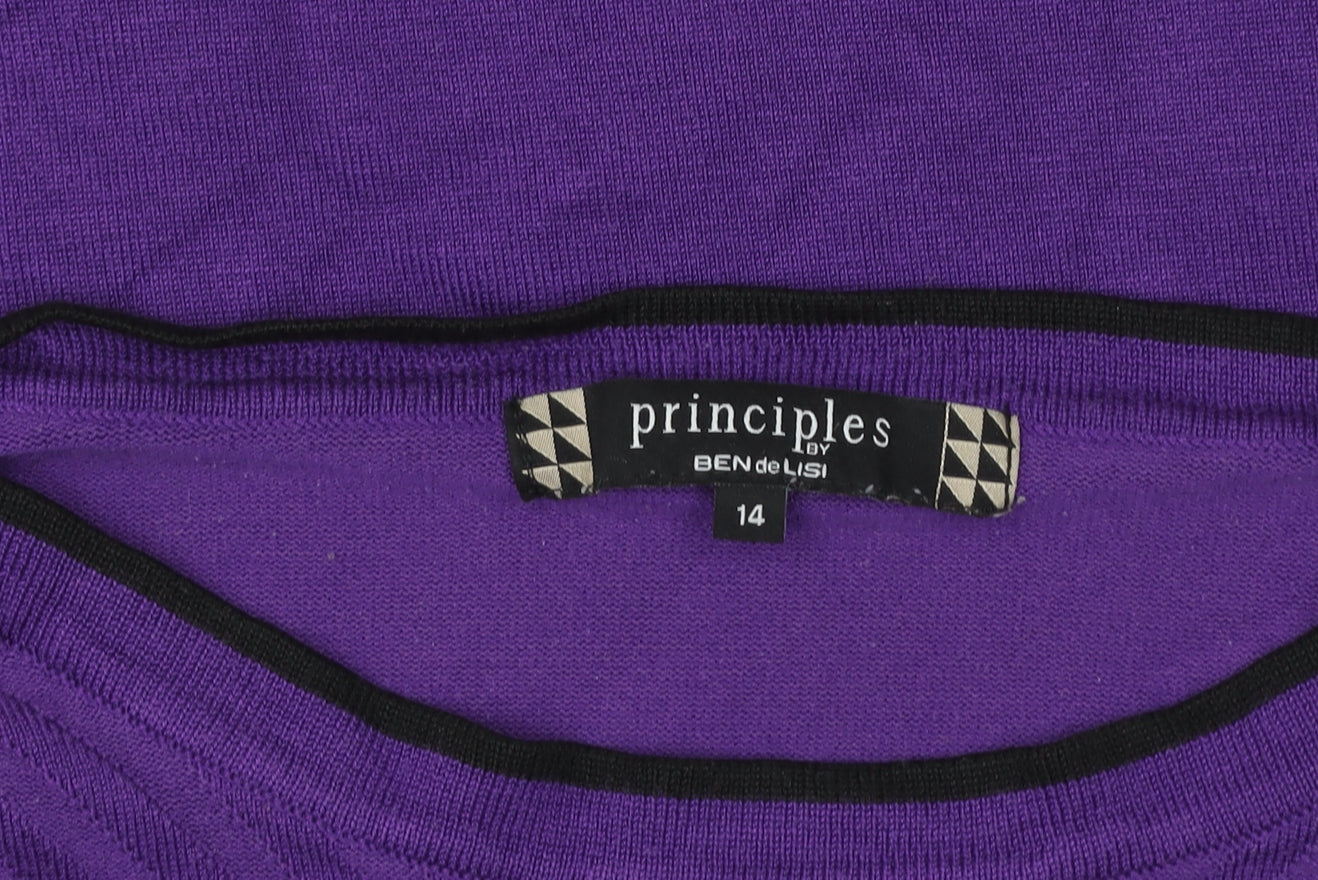Principles by Ben de Lisi Women's Purple Cotton Short Sleeve T-Shirt Size 14