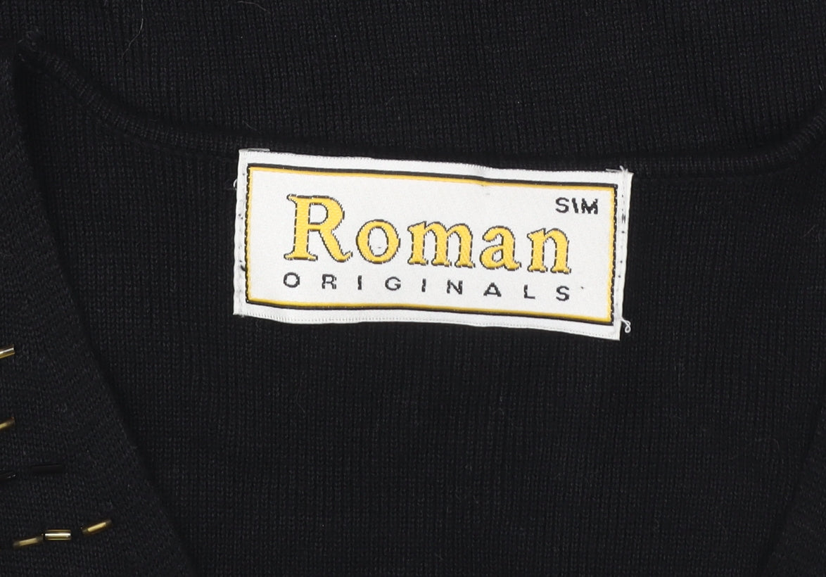 Roman Originals Womens Black Beaded Knit V-Neck Tank Top S
