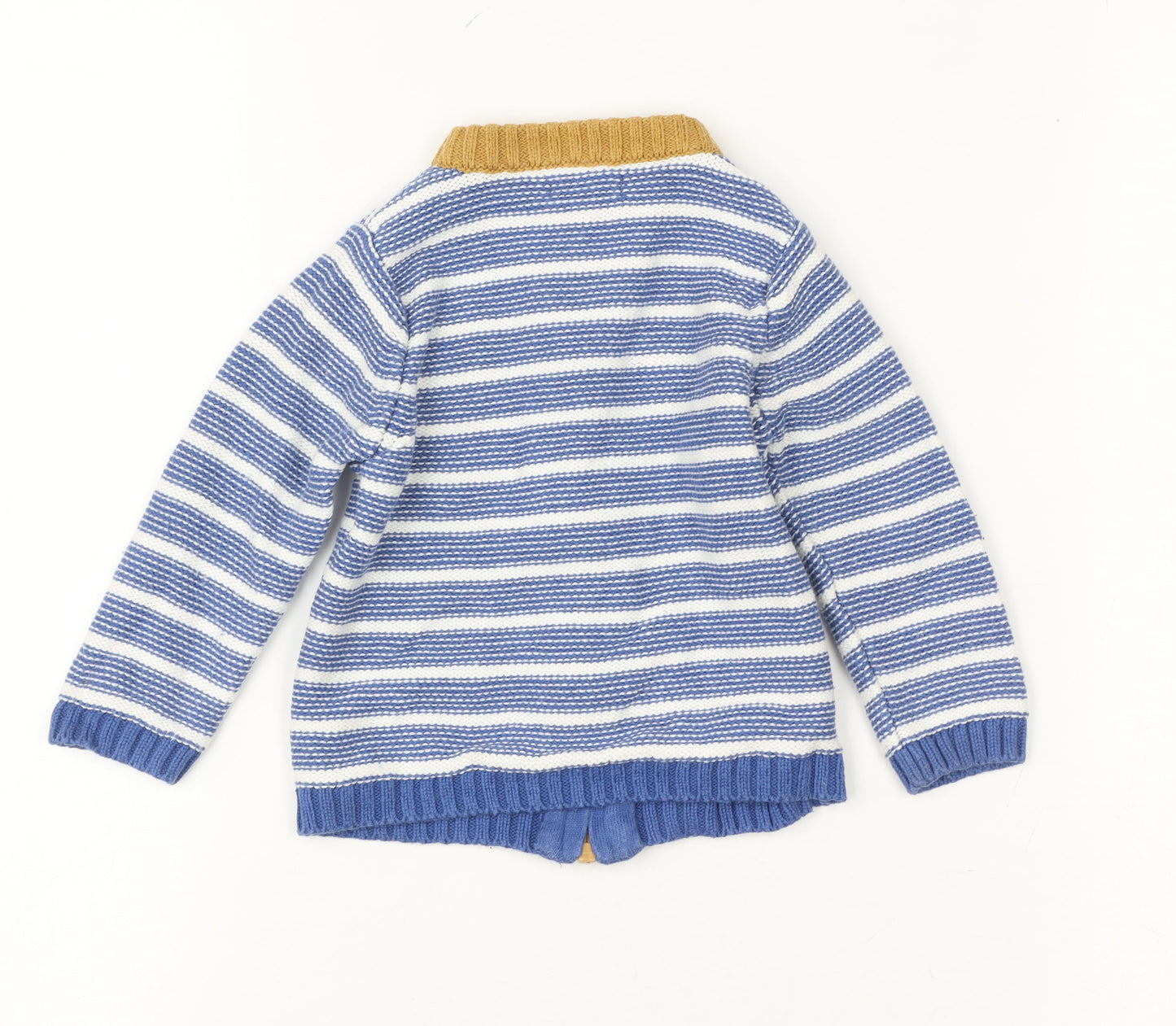 John Lewis Blue Striped Dinosaur Full Zip Cotton Baby Jumper 3-6 Months
