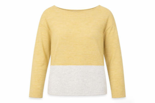 FatFace Women Yellow Colourblock Crew Neck Long Sleeve Pullover UK 6