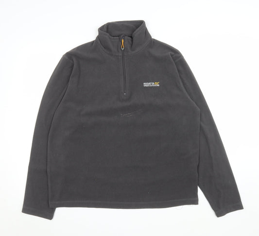Regatta Mens Black Fleece Pullover 1/4 Zip Sweatshirt L