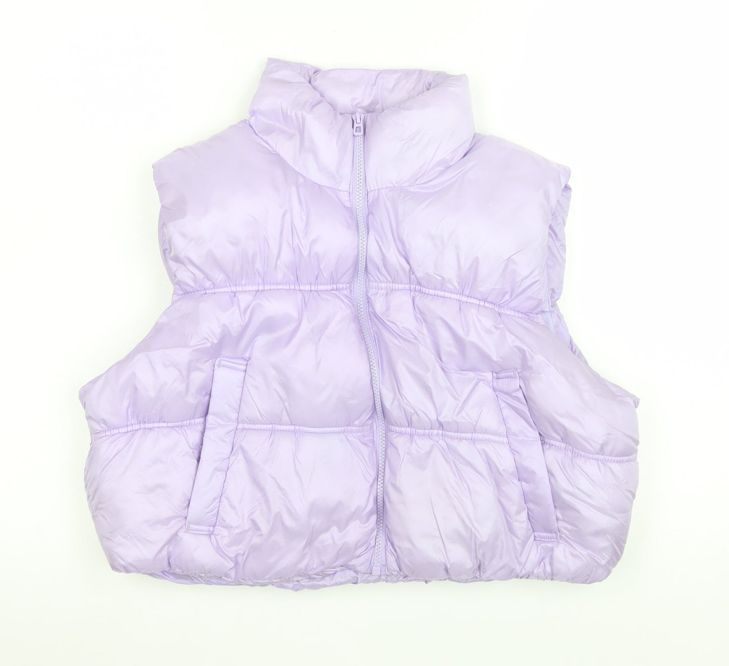 H&M Women's Purple Puffer Waistcoat Size 12 Sleeveless Casual