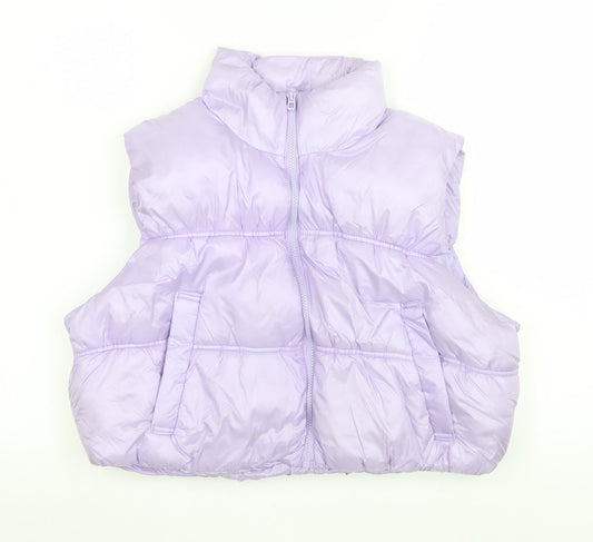 H&M Women's Purple Puffer Waistcoat Size 12 Sleeveless Casual