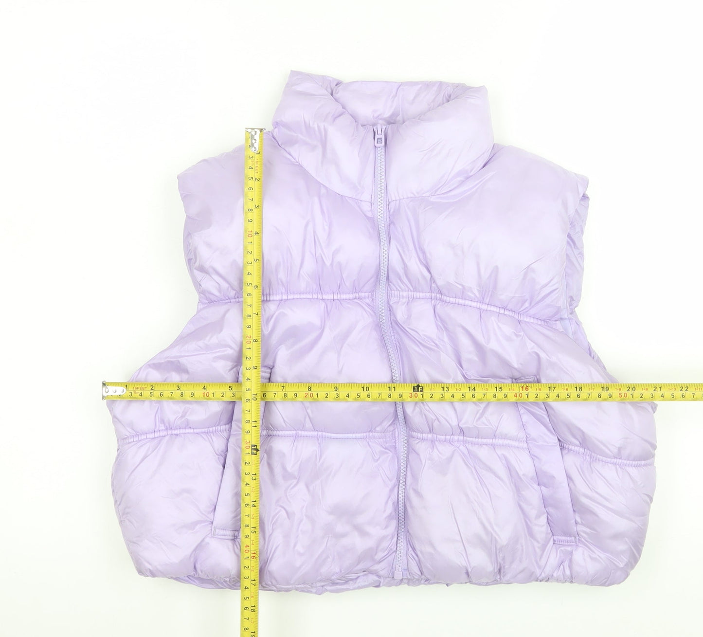 H&M Women's Purple Puffer Waistcoat Size 12 Sleeveless Casual