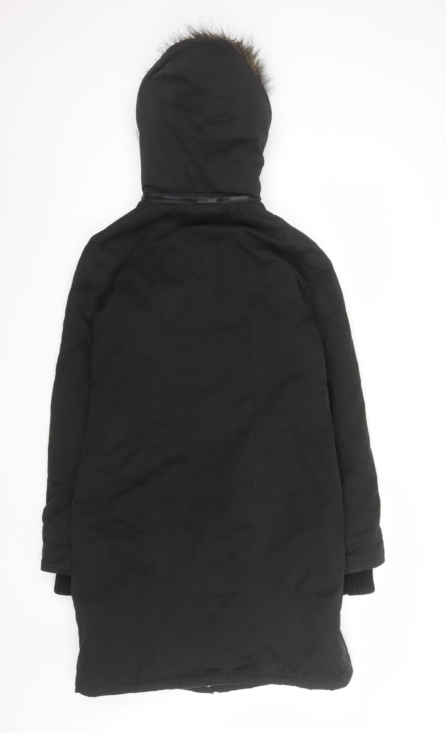 Warehouse Black Hooded Parka Coat Unisex Adults Size 38 Regular