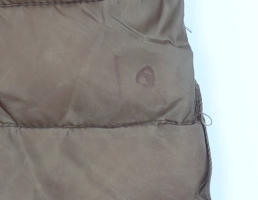 Duck and Cover Men's Brown L Puffer Jacket Nylon Stand Collar