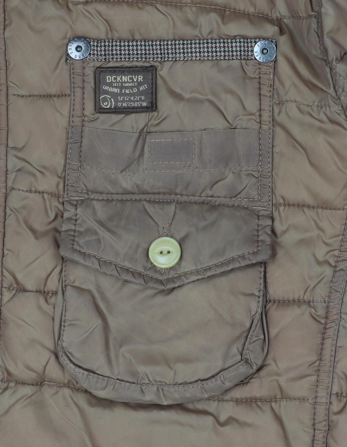 Duck and Cover Men's Brown L Puffer Jacket Nylon Stand Collar