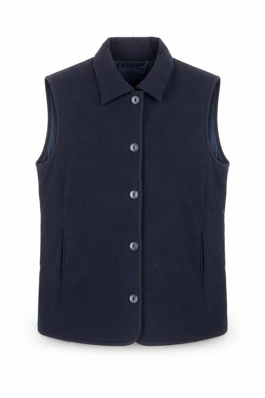 EWM Women's Blue Lined Button Waistcoat Bodywarmer Size M