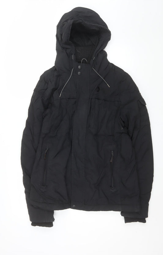 Next Women Black Hooded Puffer Jacket Medium Lined Winter Coat