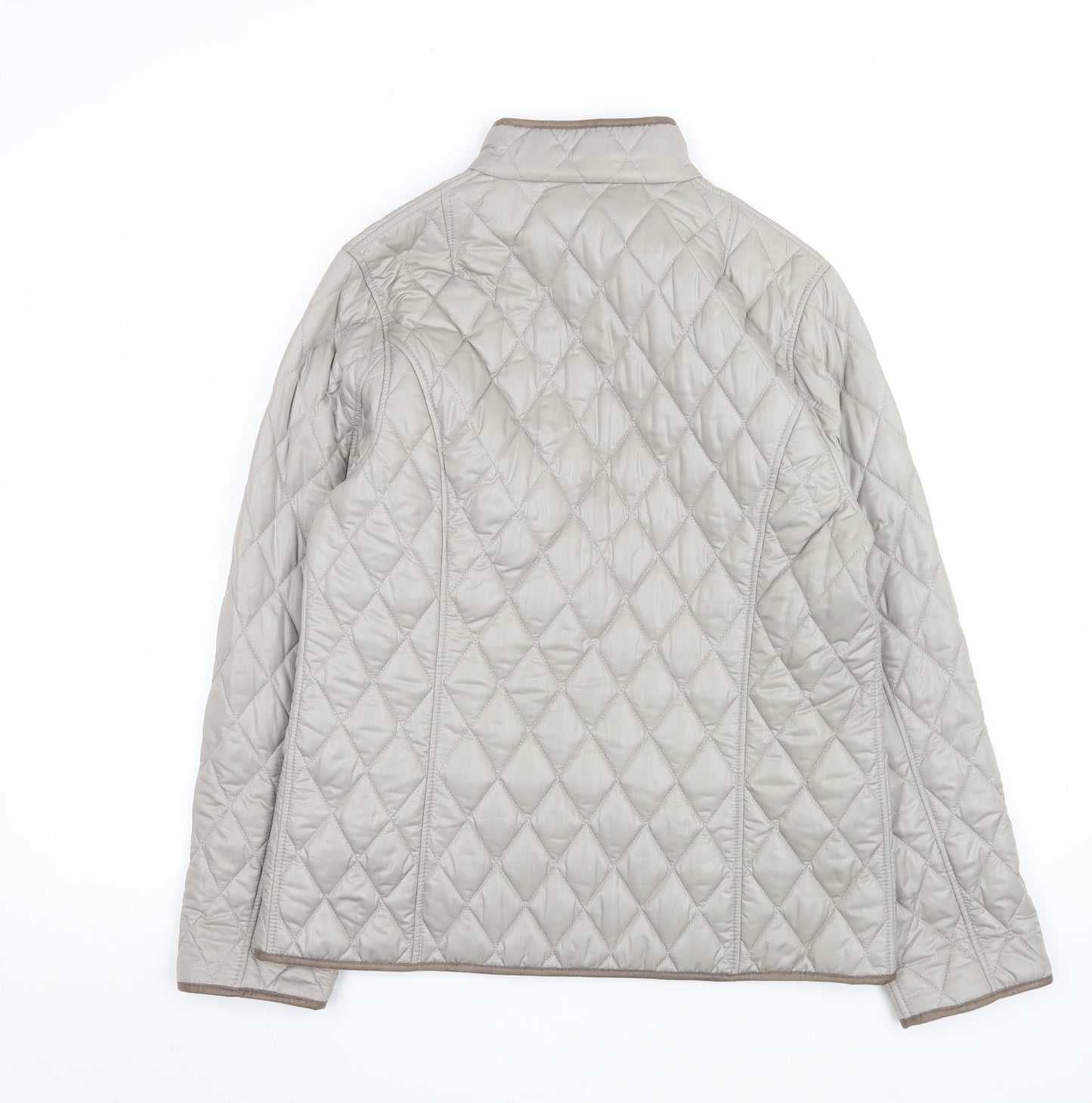 Lebek Womens Beige Quilted Mid-Length Jacket Size 14