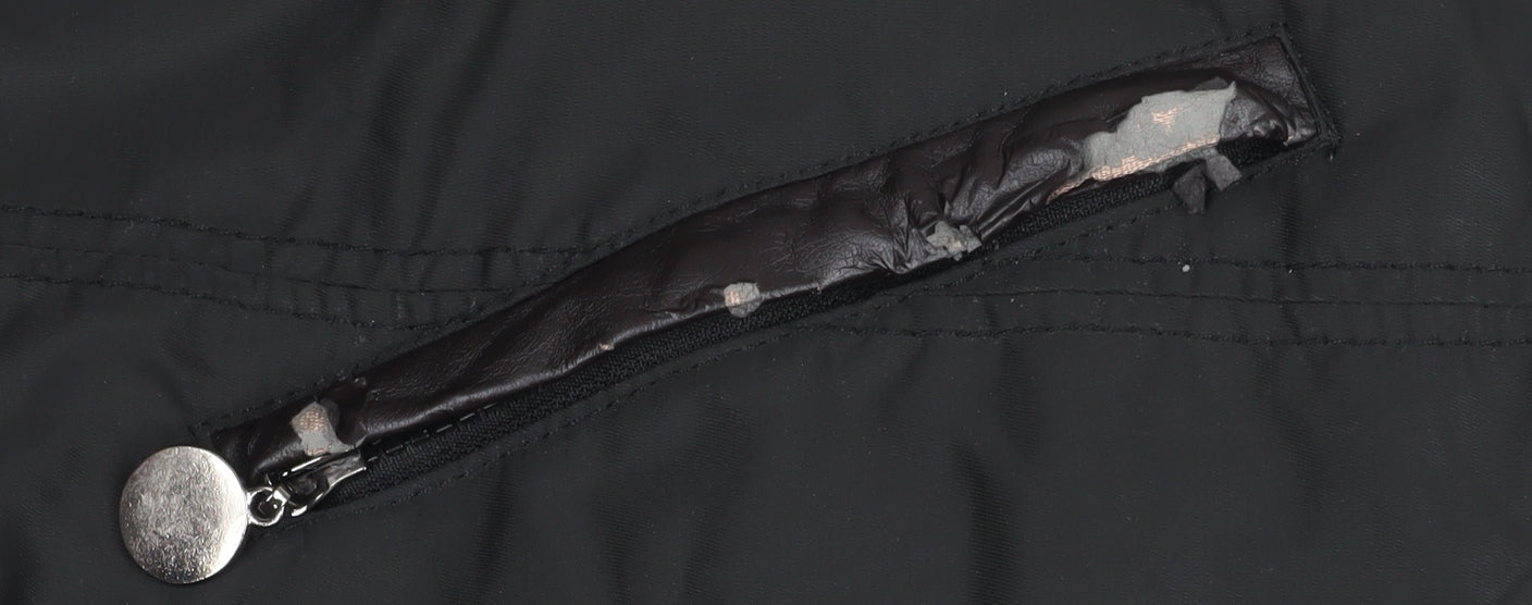 Z Design Women's Black Padded Parka Jacket with Faux Fur Hood Size S