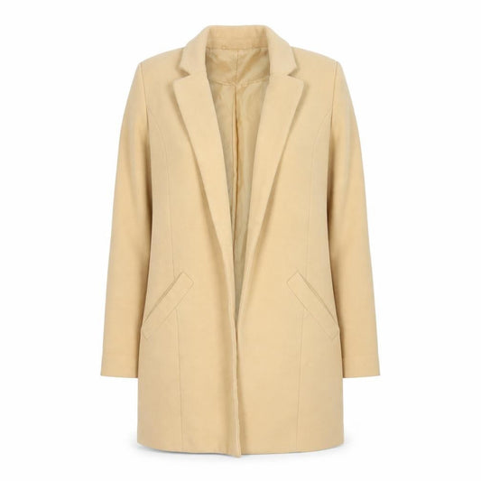 Front view of Miss Selfridge Women’s Beige Mid-Length Coat UK 6 Classic Style