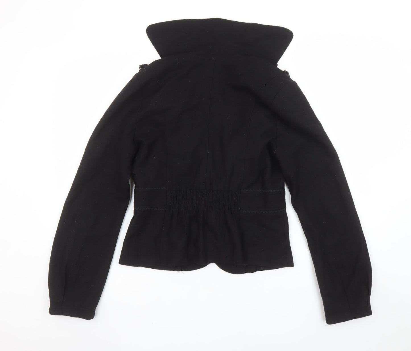 COCO & Tashi Women's Black Wool Blend Ruffle Blazer Jacket L