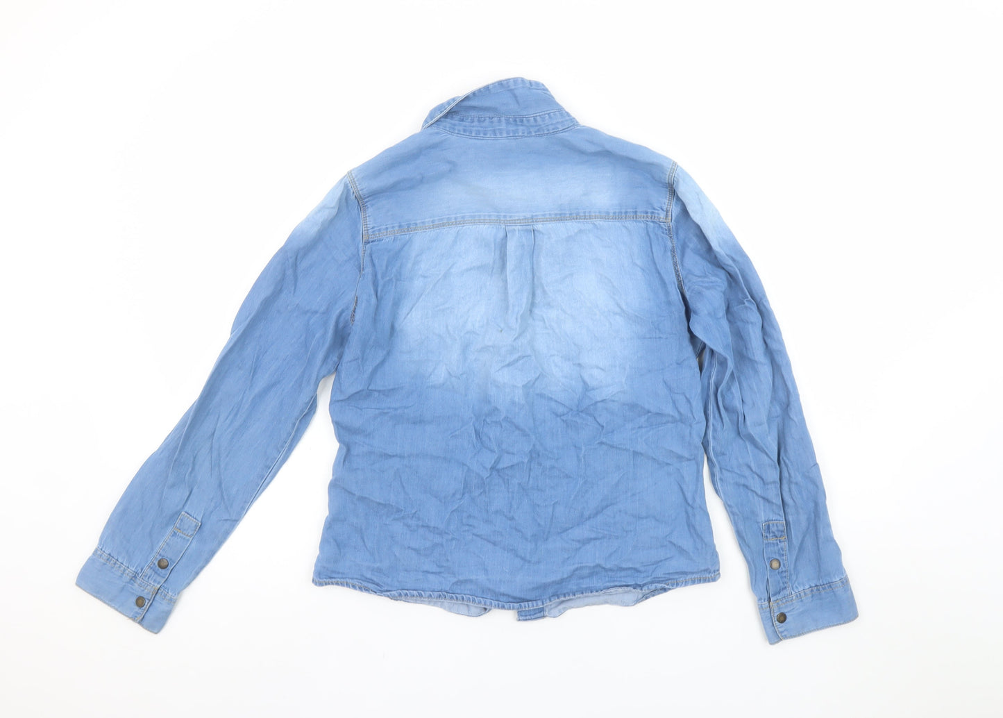 St Bernard Women’s Blue Denim Button-Up Shirt Size 8 Long Sleeve