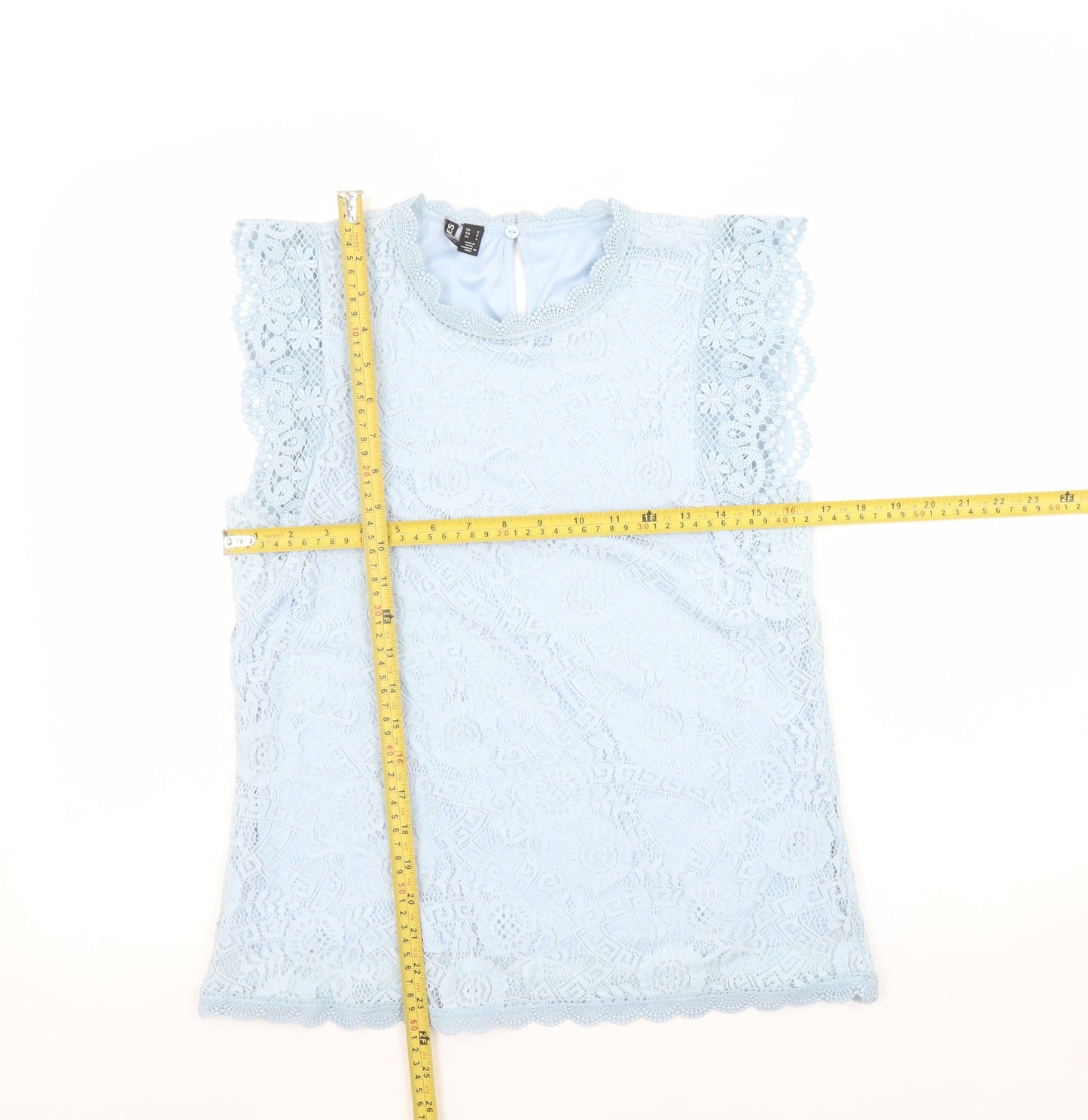 Pieces Women Blue Lace High Neck Sleeveless Blouse Size S