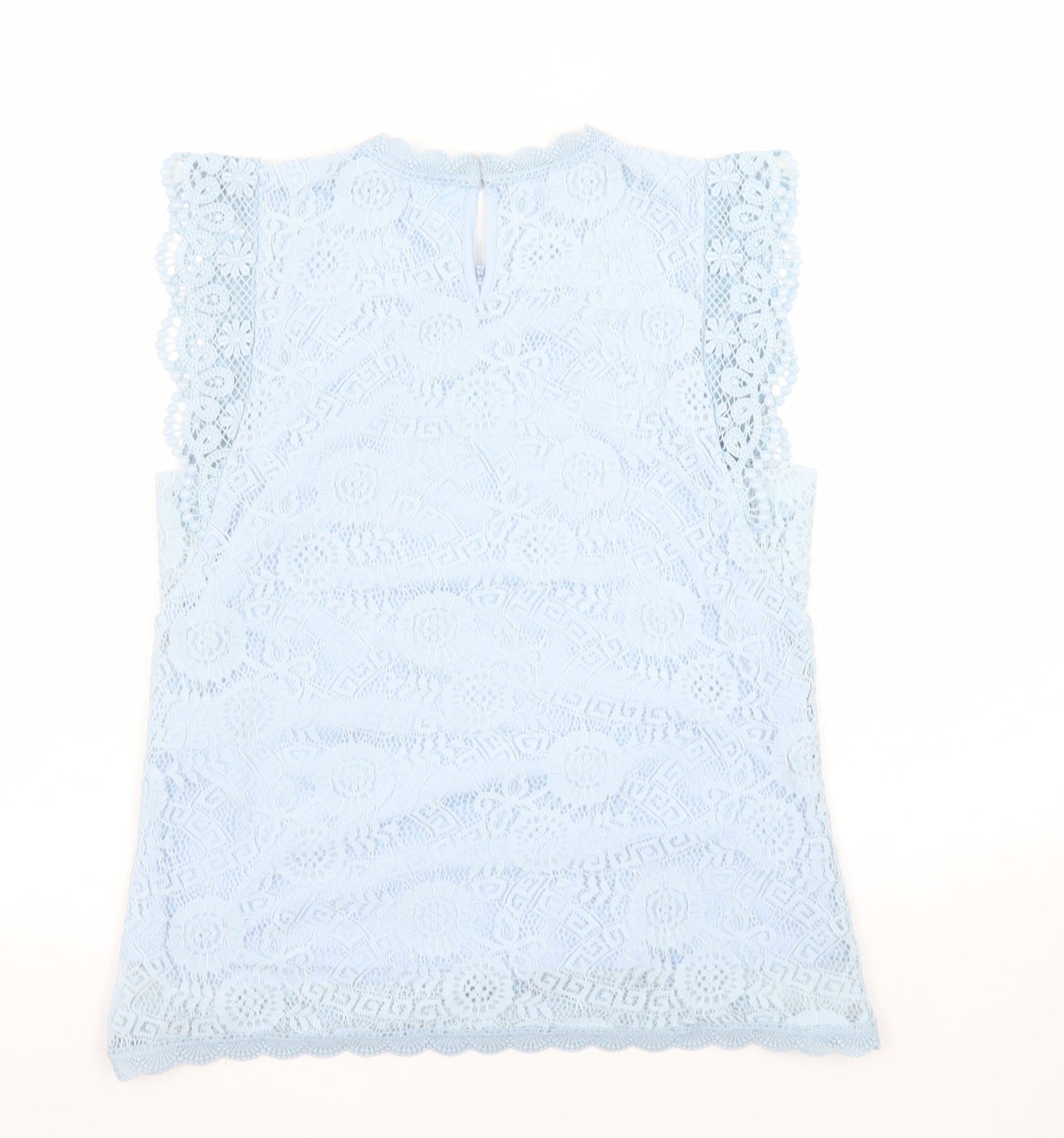 Pieces Women Blue Lace High Neck Sleeveless Blouse Size S