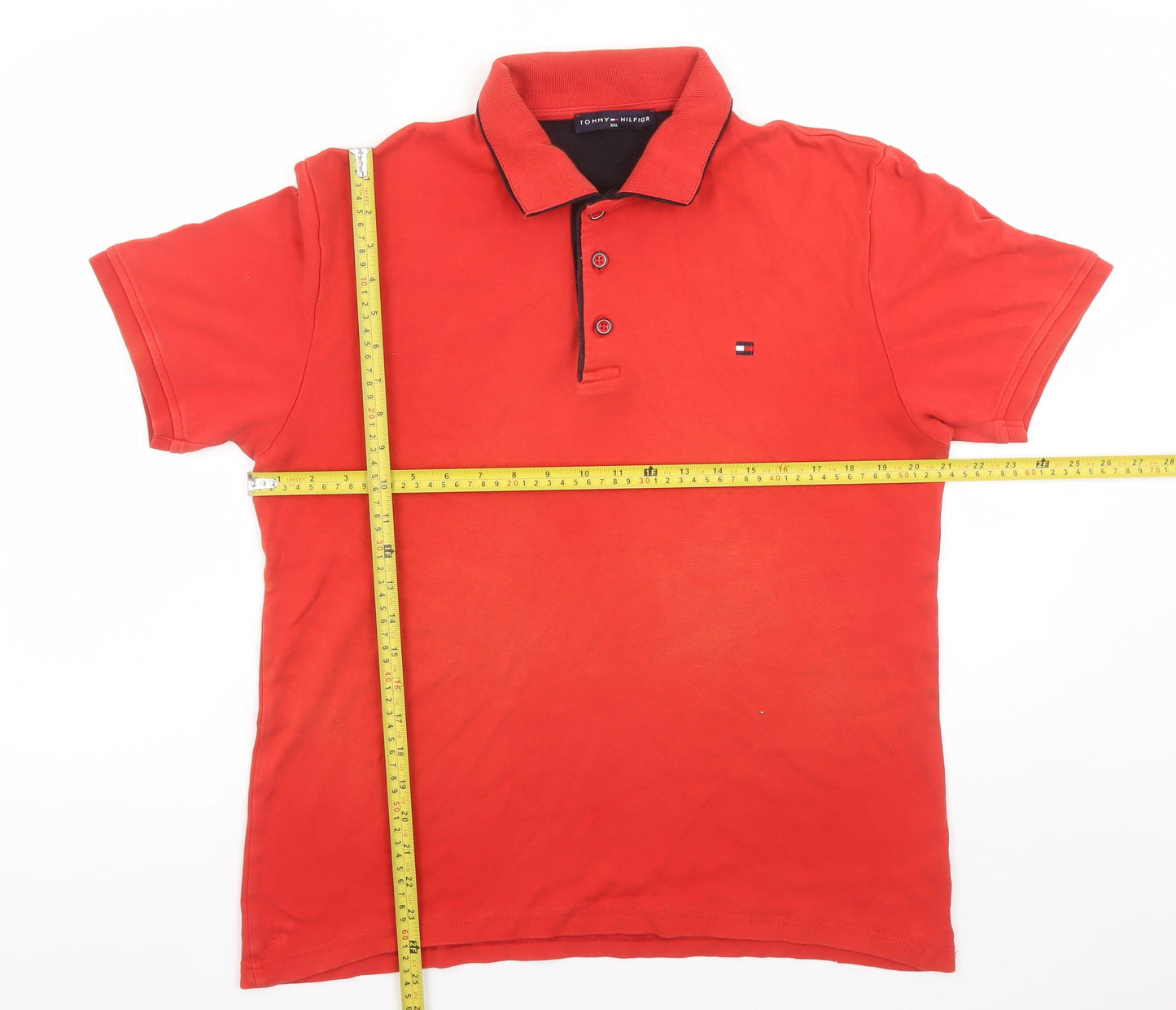 Tommy Hilfiger Men's Red 2XL Short Sleeve Cotton Polo Shirt