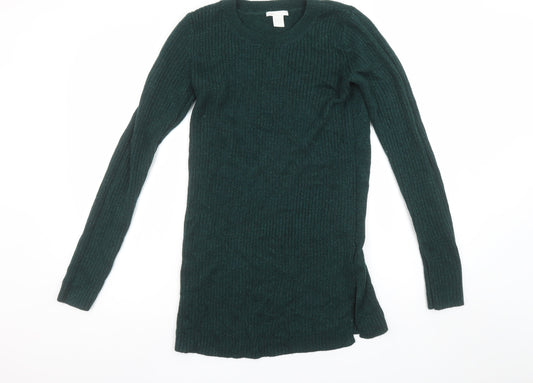 H&M Mama Women's Green Ribbed Knit Long Sleeve Maternity Jumper Size 12
